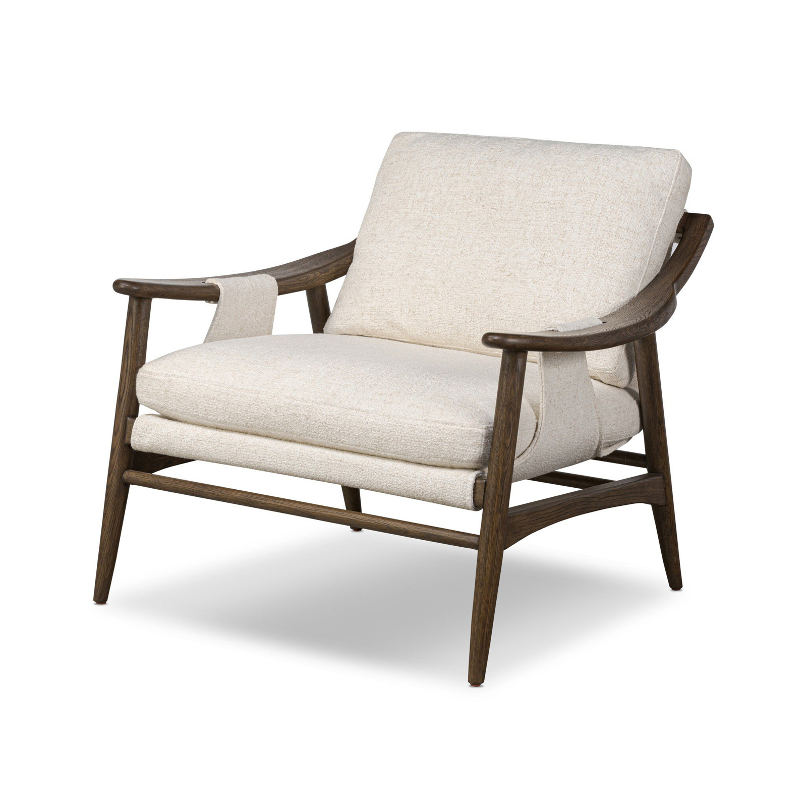 Marisol Solid Wood Armchair, Omari Natural Polyester Blend, Terra Brown Oak