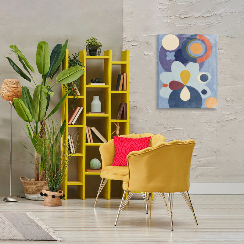  "Blue Retro Shapes", art mural par Victoria Barnes, H 30 po x l 24 po