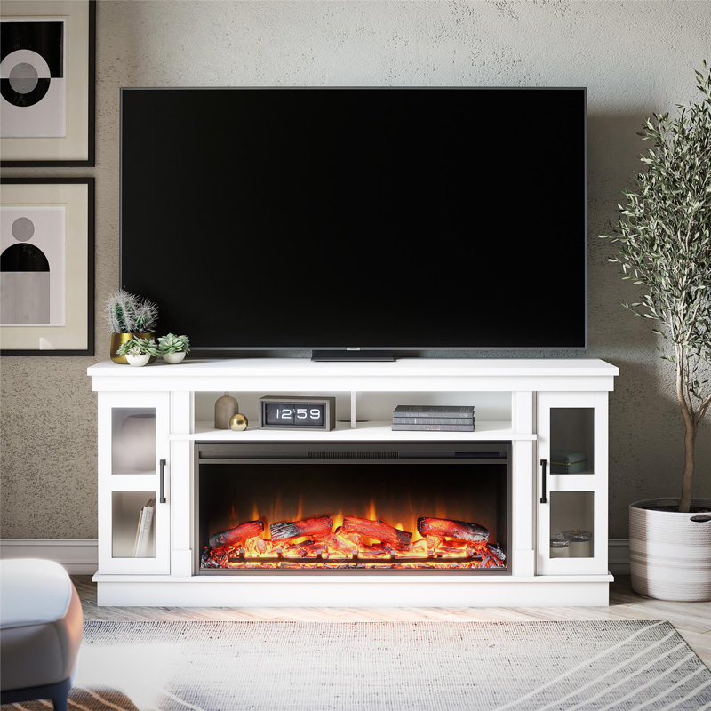 Kenyla Wide Tv Console With Electric Fireplace Insert For 75" Tvs