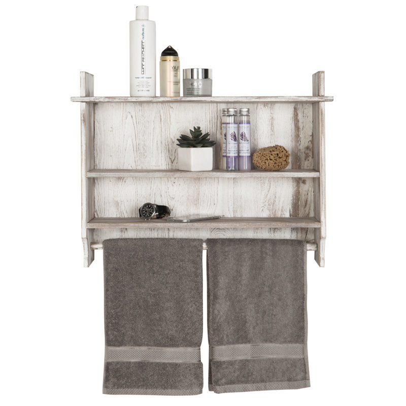 Ensemble de 3 tablettes en bois de pin massif à 3 niveaux avec barre à serviettes