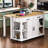 47" Kitchen Island with Extendable Dining Table, Power Outlet & Internal Storage Rack (White)-129470393