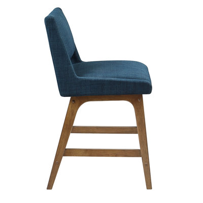 Tabouret de comptoir chic avec coussin de siège de 4,75 po, repose-pieds de 6,5 po, capacité de poids de 300 lb, bleu marine, cadre en bois de bois de pacanier + fauteuil Ivy, siège, Max
