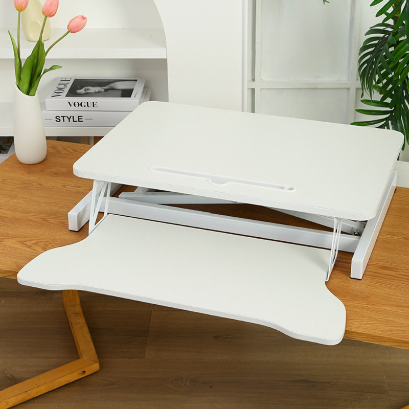 32 Inch Desk Converter, Height Adjustable Sit To Stand Riser, Dual Monitor And Laptop Workstation With Wide Keyboard Tray