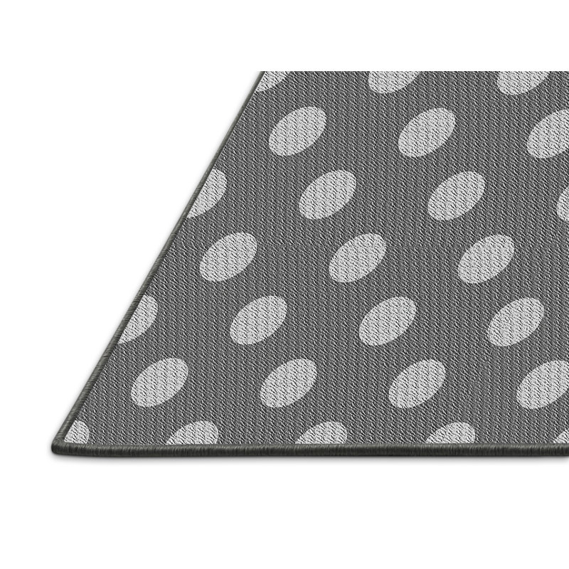 Tapis gris à pois en laine, Rectangle 6 pi x 9 pi