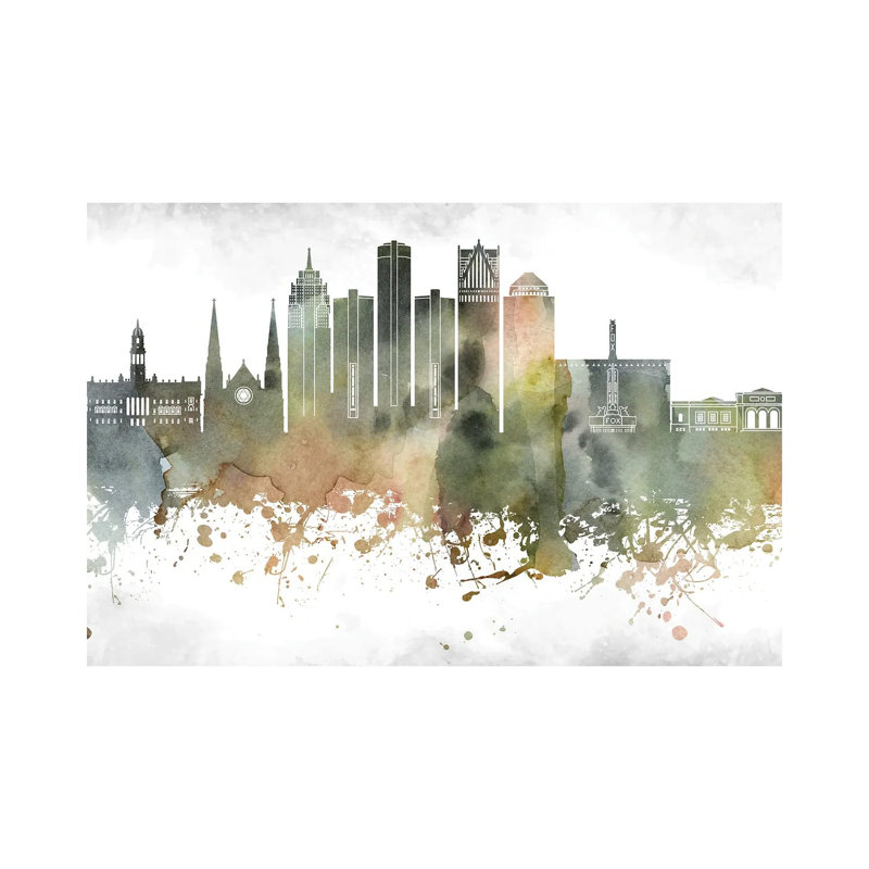 Detroit Skyline 1 Piece Wrapped Canvas Wall Art, 152.5 cm H x 101.5 cm W