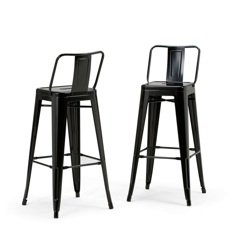 30" Metal Bar Stool (Set Of 2), Black