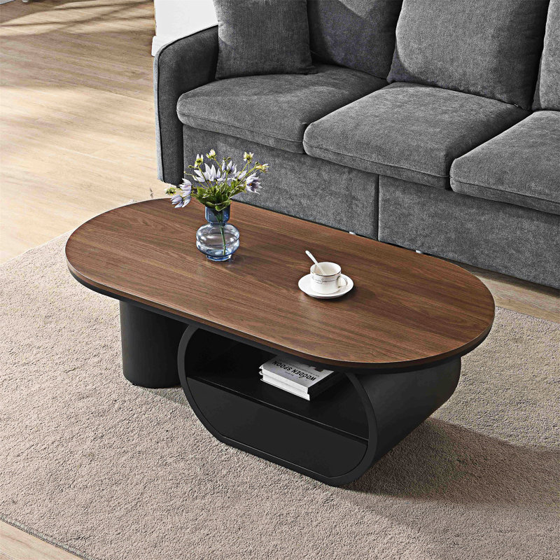Table basse avec tiroir de rangement, Brun, Noir