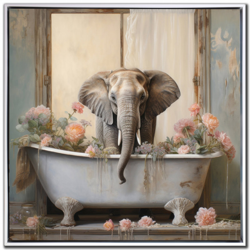 Bathroom Elephant Joy Canvas Wall Art
