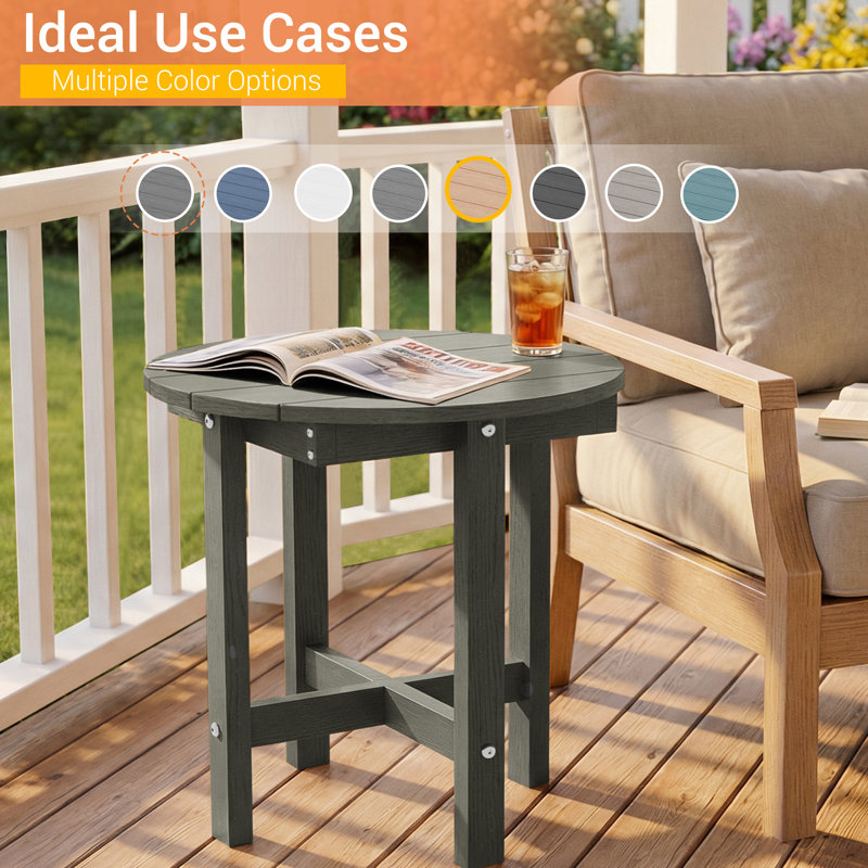 Outdoor Side Table, HDPE Small Outdoor Adirondack Side Tables, Weather Resistant & Easy Maintenance Patio End Table for Patio, Porch, Deck, Pool
