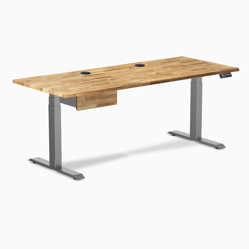 Medina Adjustable Height Solid Wood Steel Standing Desk, Acacia / Space Grey