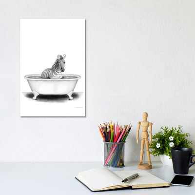 Zebra in Tub 1 Piece Wall Art on Canvas