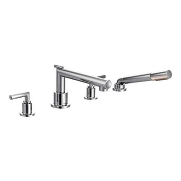 Arris Double Handle Deck Mounted Roman Tub Faucet with Optional Side Spray