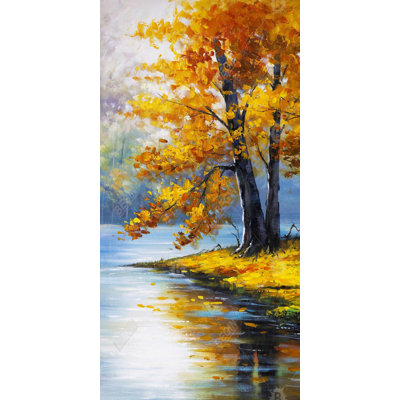 Two trees by the lake - 15.75"x31.50" Desk mat
