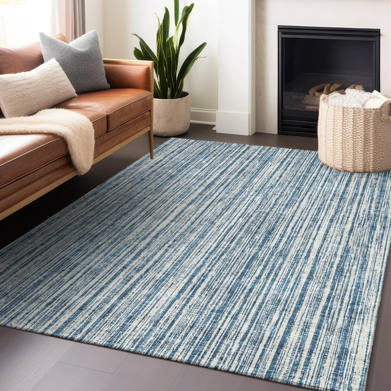 Premium Machine Washable Prisco Blue Rug, Rectangle 5' x 7'6"