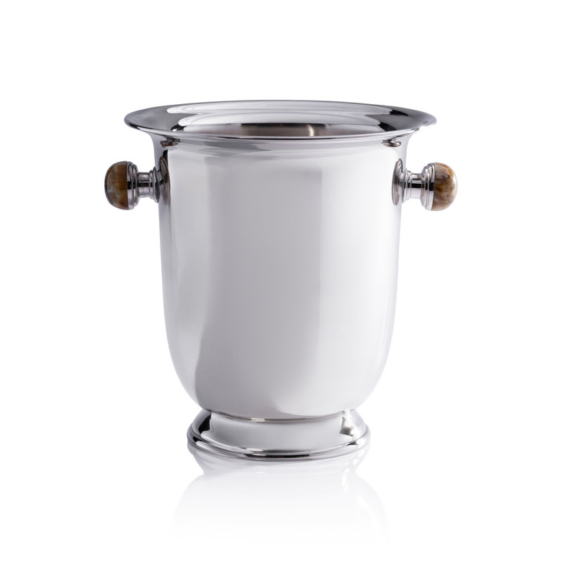 Duval Brass Champagne Bucket, Nickel w/ Amber Stone