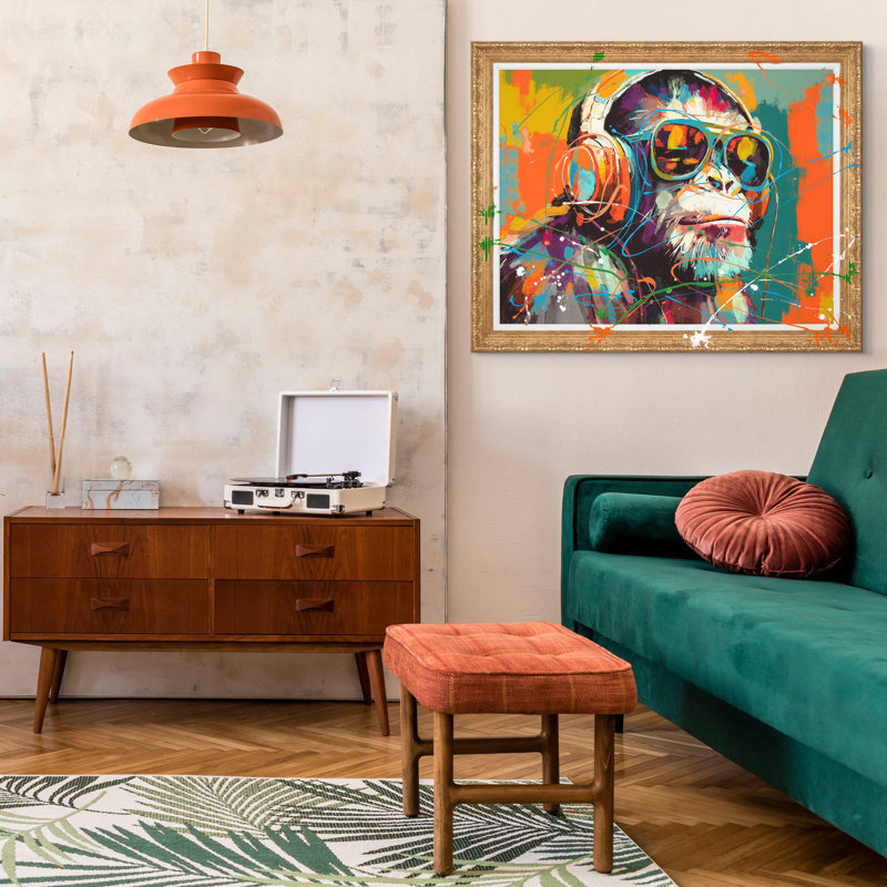 Chillin' Chimp Framed Canvas Wall Art