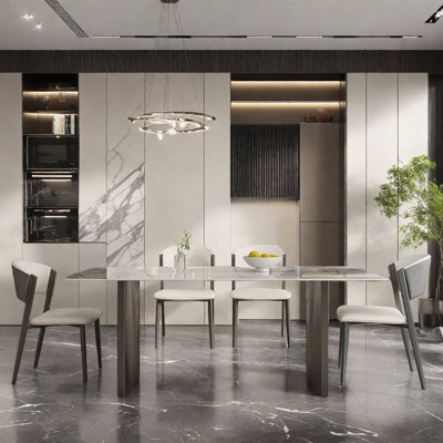 Household stainless steel rock slab table set
