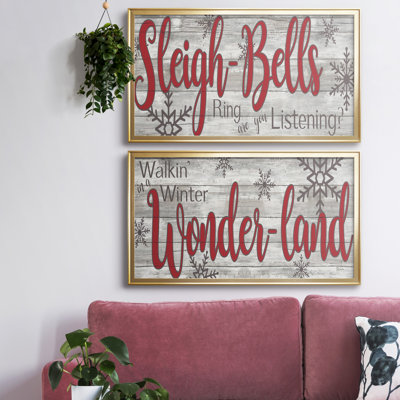 «Sleigh Bells», ensemble de 2 reproductions d'art sur toile encadrées
