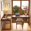 Bureau en bois massif brun en forme de L avec 3 tiroirs-108334086-108334083