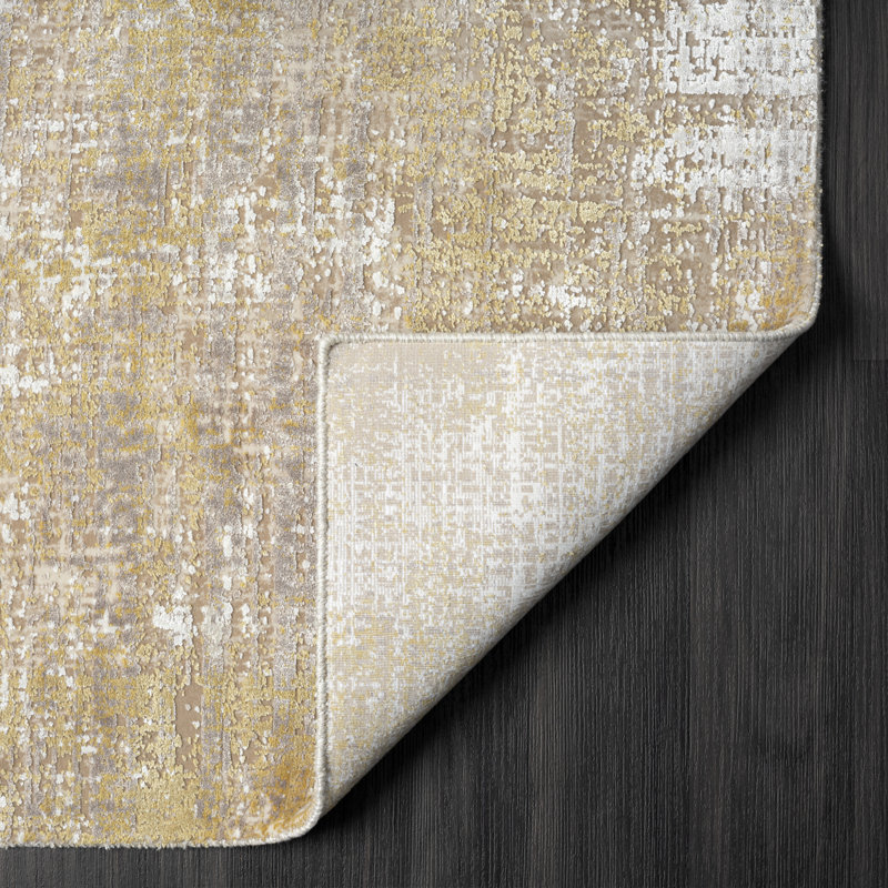 Tapis texturé sable doré Belrose, Rond 8 pi