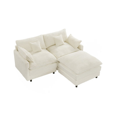 148-Inch Seven-Piece Sofa Set, With A Center Console, Coffee Table And Six Pillows, Suitable For Spacious Living Rooms And Meeting Rooms.