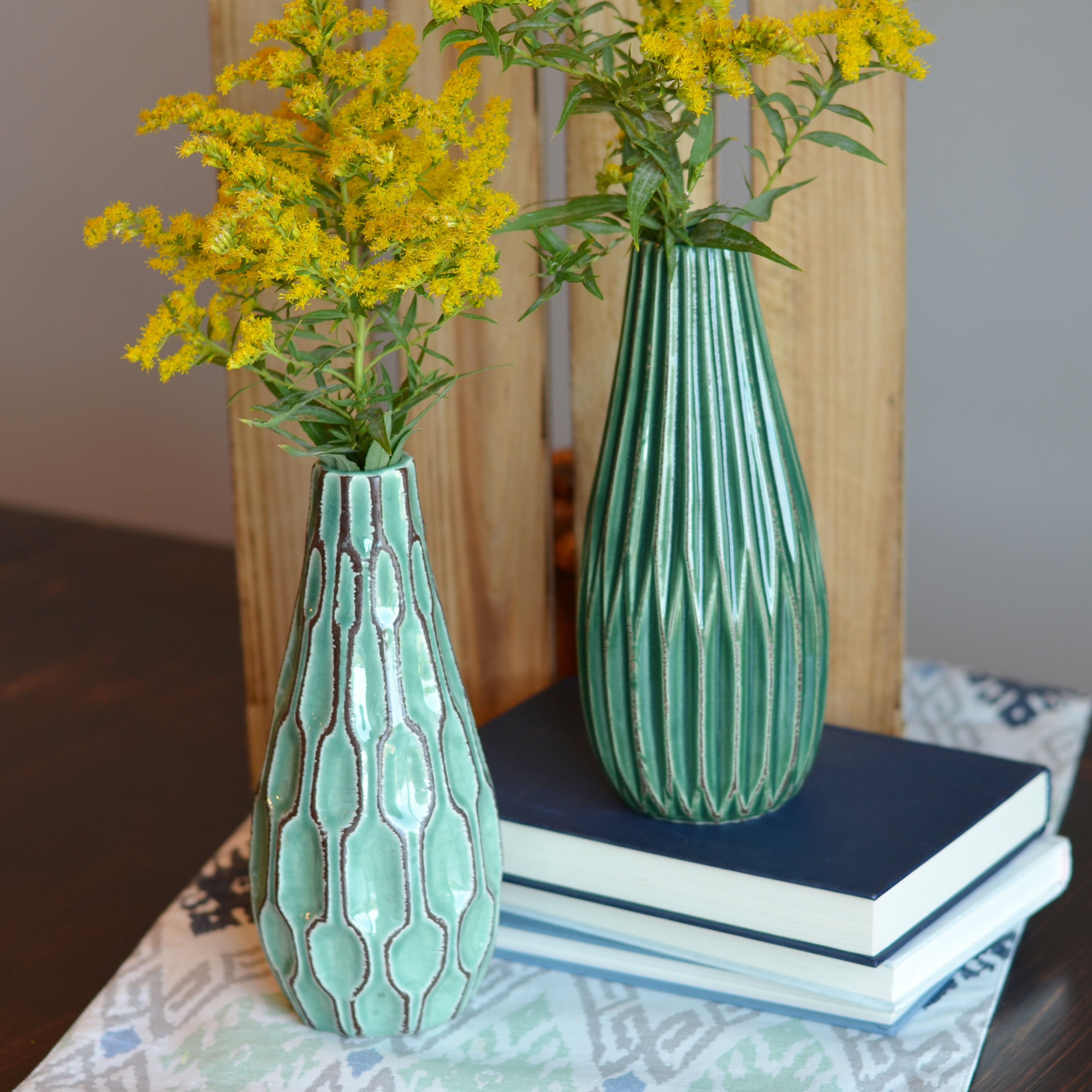 Contemporary White Ceramic Unique Geometric Shaped Table Vase Flower Holder Corrigan Studio