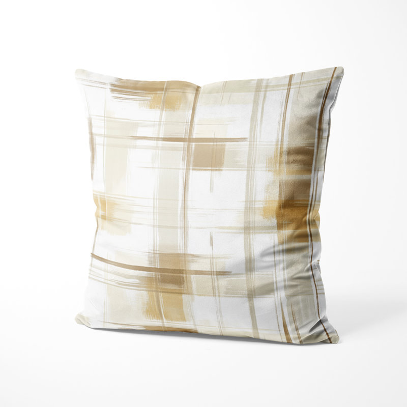 Coussin Country Farmhouse - Coussin à motif écossais neutre brun, H 18 po x l 18 po