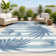 Conswello Classic Beach Stripe and Palm Leaf Navy/Cream Indoor/Outdoor Rug