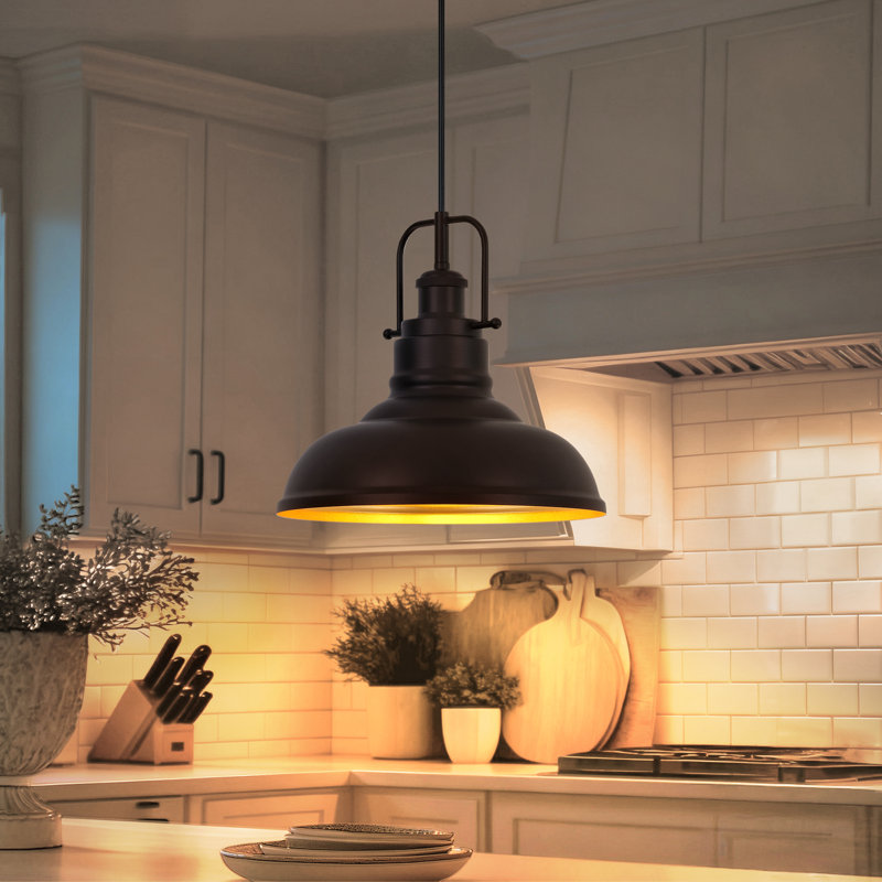 Luminaire suspendu 1 lumière Castillon, Bronze frotté à l'huile