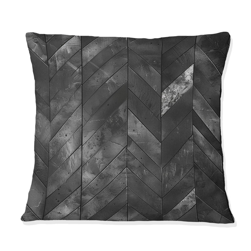 Coussin décoratif noir à chevrons IV, H 18 po x l 18 po