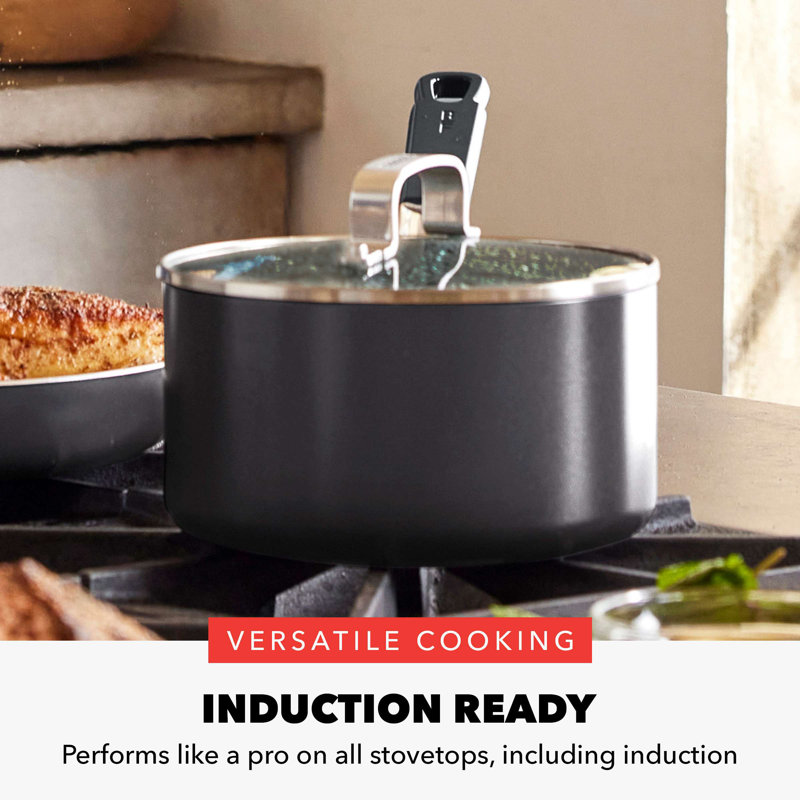 Bobby Flay by GreenPan Professional Grade Ceramic Nonstick 2.53QT Saucepan with Lid, Black