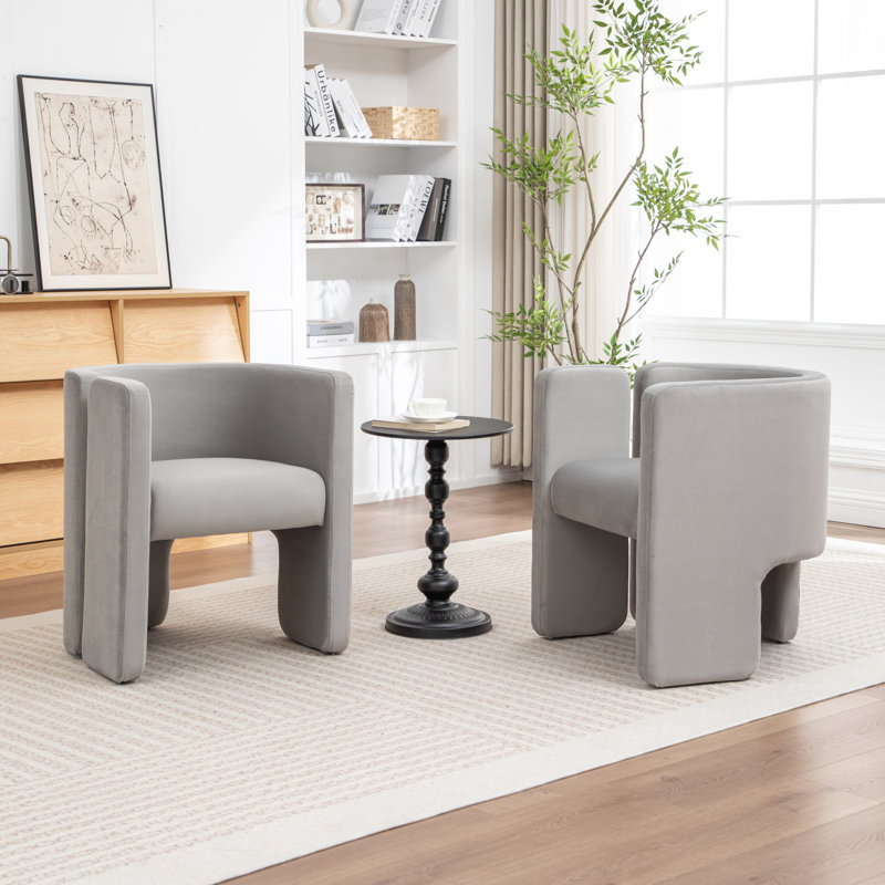 Jaimyn Upholstered Barrel Chair, Gray Velvet