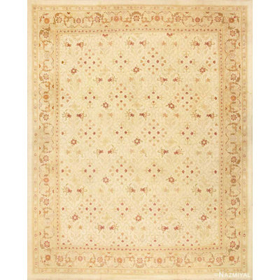 One-of-a-Kind 13'7" X 17' 1900s Wool Area Rug in Beige