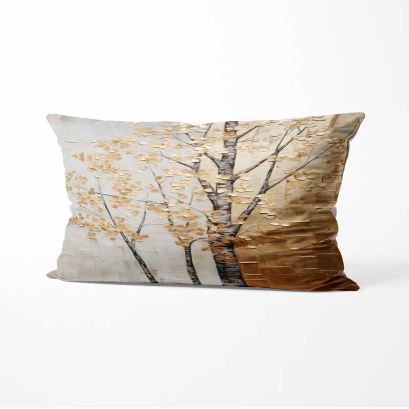 Coussin décoratif Trees - Minimalisme Golden Trees Harmony II, H 12 po x l 20 po