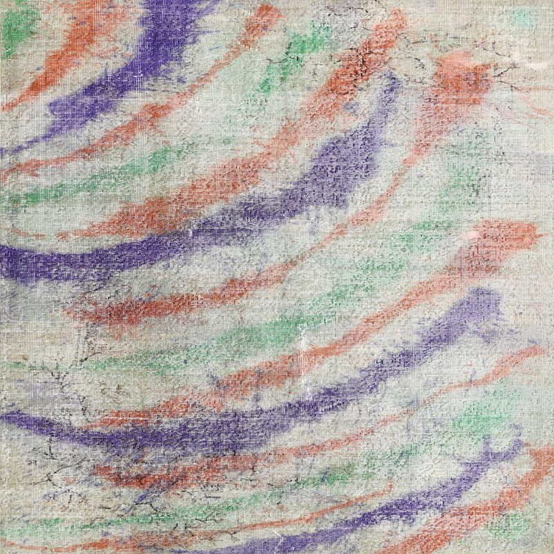 Tapis contemporain vert / rouge, Carré 5 pi