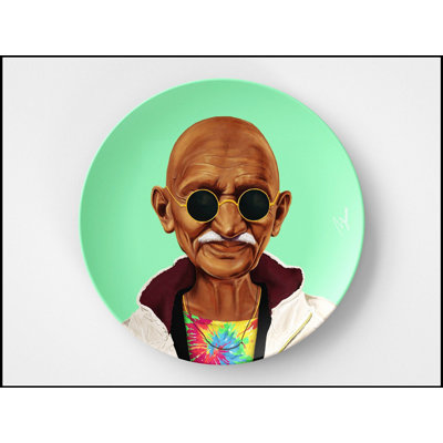 Assiette à cadeaux spirituelle ronde Mahatma de 10 pouces, parfaite pour la décoration intérieure et les cadeaux