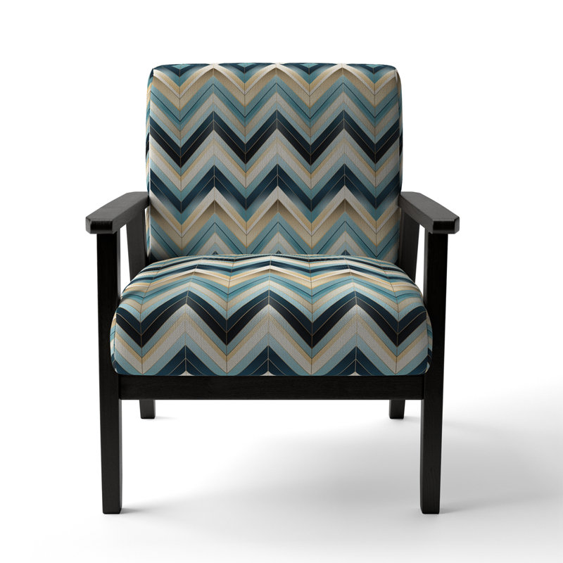 Fauteuil de 23 po de large Cantina, Bleu / doré, Accoudoirs carrés noirs
