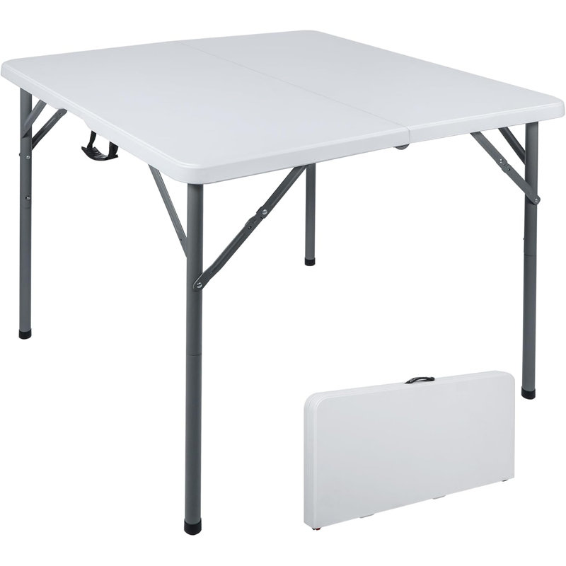 Table carrée pliante 34 ", table de jeu et de table pliante portative 34", blanc, White