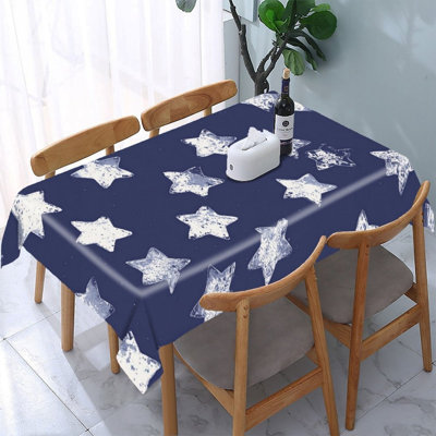 Nappe rectangulaire à imprimé étoiles bleu marine et blanc 60 po x 120 po