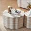 Ensemble de 2 tables basses rondes pour le salon, table d'appoint moderne minimaliste à motif de faux Mars, table de bout pour appartement, bureau