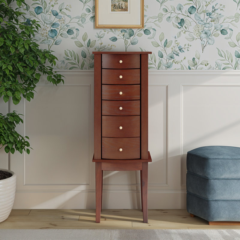 Kiara 14'' Wide Freestanding Jewelry Armoire, Merlot