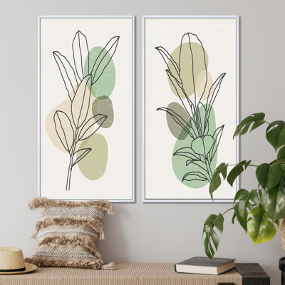Ensemble de 2 peintures abstraites botaniques vertes V