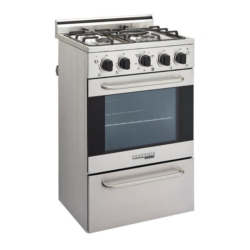 Cuisinière au gaz autoportante de 19,5 po à 4 brûleurs de 1,6 pi³ avec four à convection Prestige, Acier inoxydable