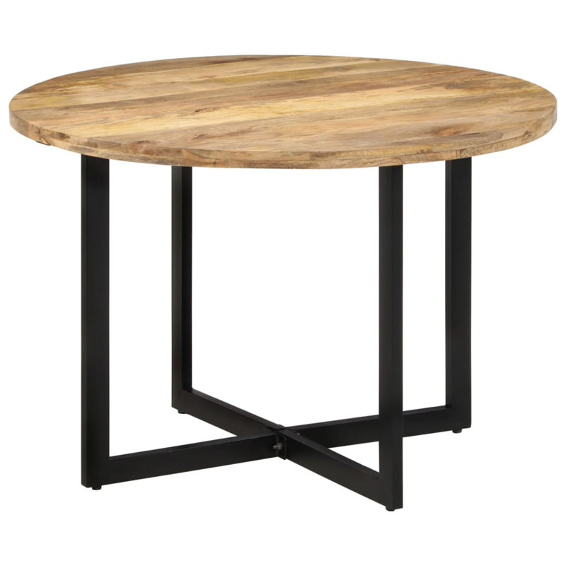 Radu Round Solid Wood Top Metal Base Dining Table