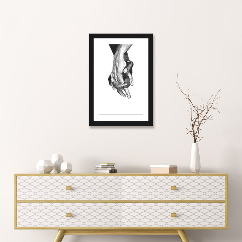 Mains - reproduction d'art, H 24 po x l 16 po x P 1 po, Papier encadré noir