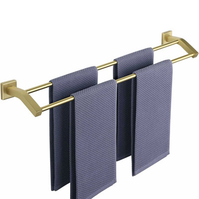 28 Inch Wall Mounted Heavy Duty SUS304 Stainless Steel Double Bar Towel Rack for Bathroom