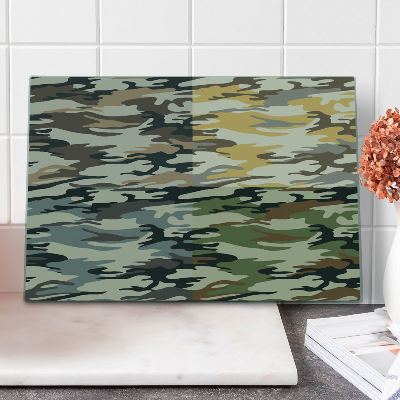 Ambesonne Camo Cutting Board Large Size Different Colored Patterns Multicolor