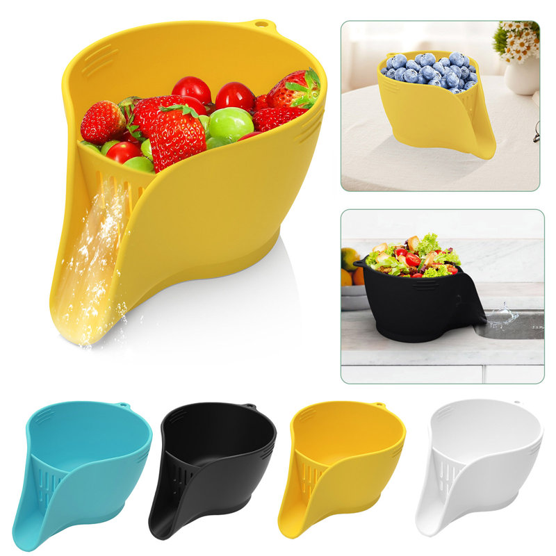 Panier de drainage en silicone multifonctionnel avec bec de drainage, Blanc