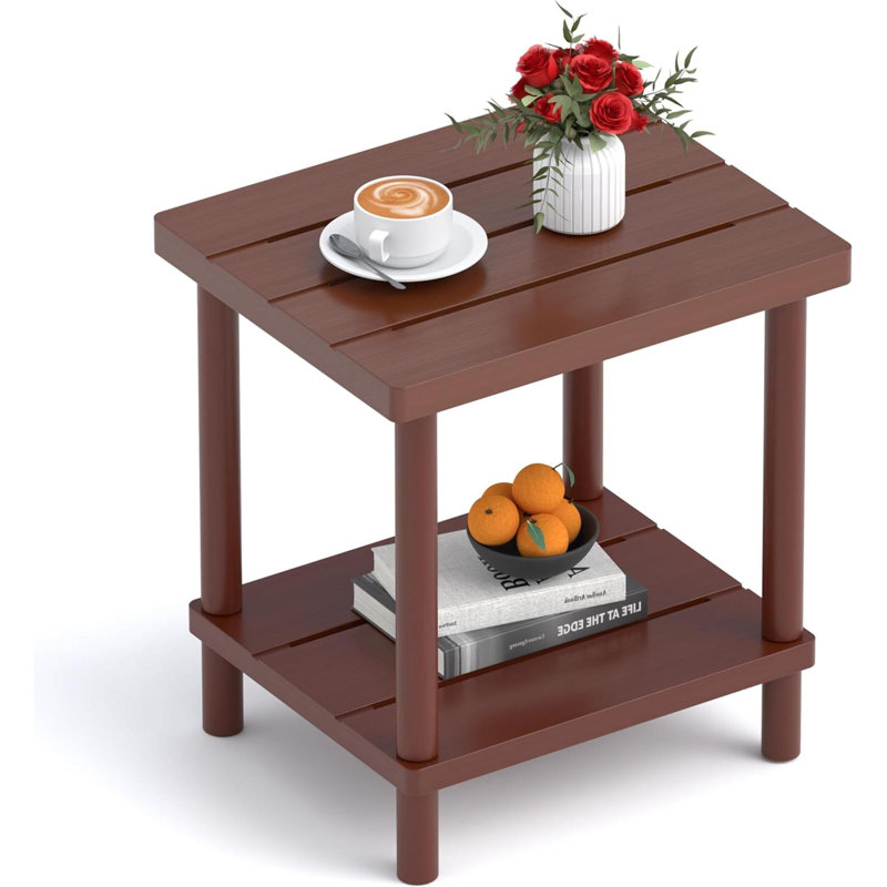 Outdoor Side Table 2 Tier Outdoor Table For Adirondack Side Tables For Outside Or Indoor Bamboo End Table For Pool Porch Weather Resistant Easy Maintenance