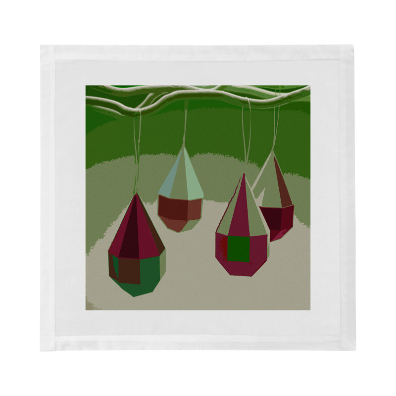 Ornaments Cotton Sateen Dinner Napkins, Plum Emerald